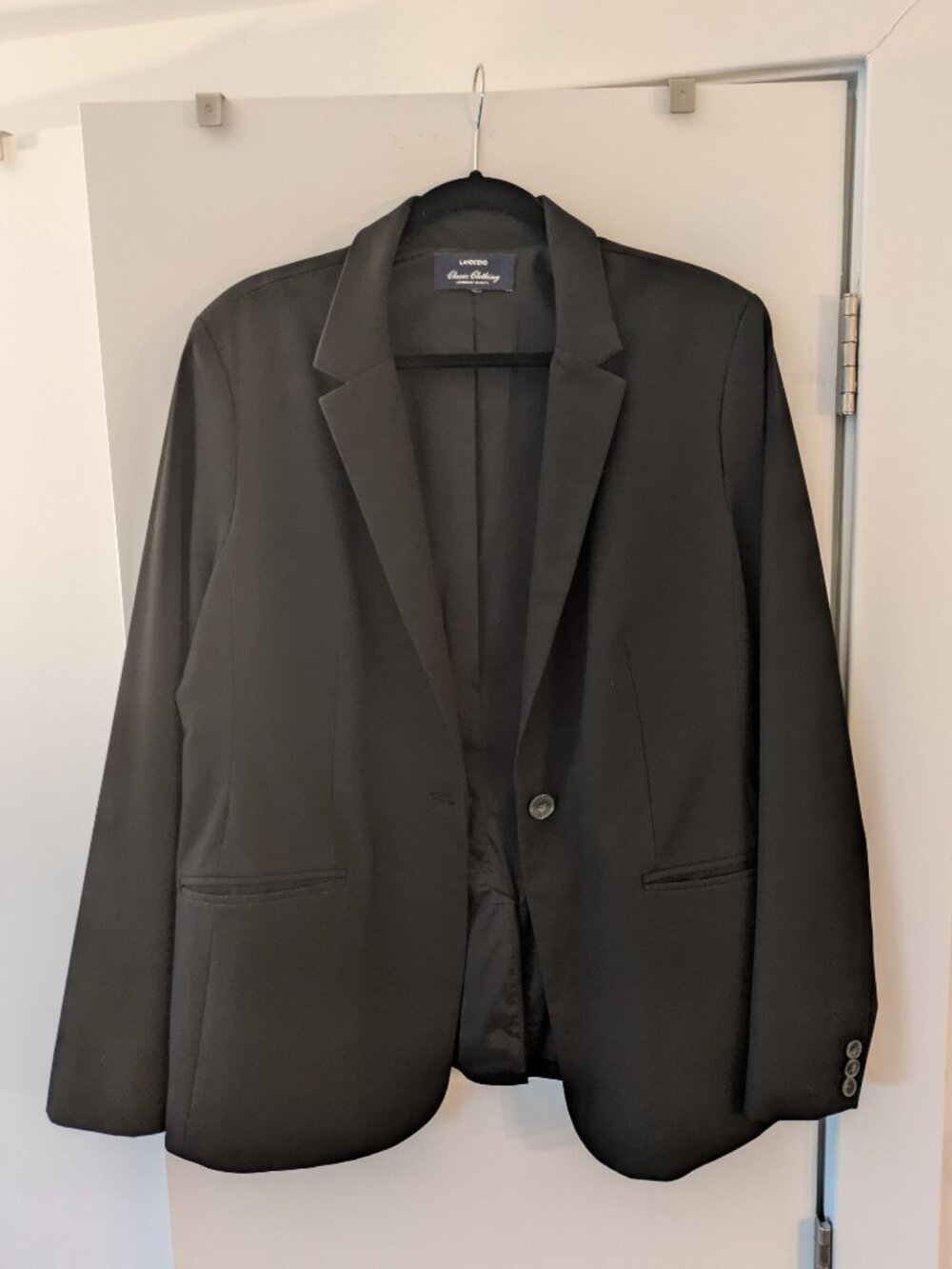 Lands' End Machine Washable Wool Blend One Button Blazer Black Size 16